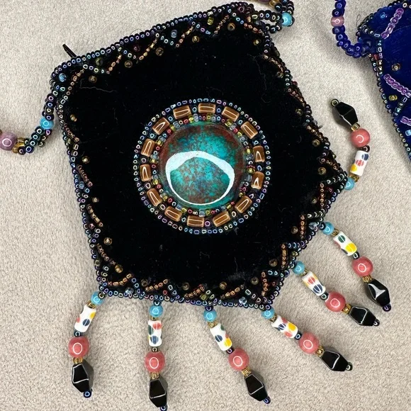 Mini Hand Beaded Velvet Amulet Bags - Picture 7 of 7